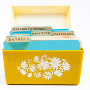 vintage yellow recipe box