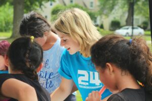 People volunteering in a small group