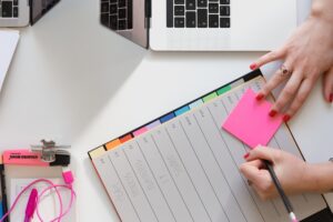planner and post it notes view from above
