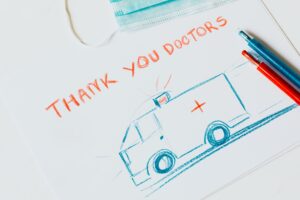 colored picture saying thank you doctors