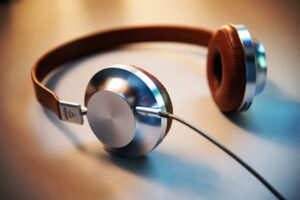 chunky headphones on table