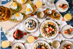 Table covered in food