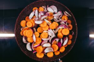 carrots and onions cooking