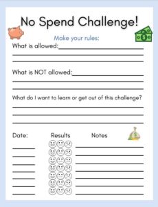 Image of No-spend Worksheet