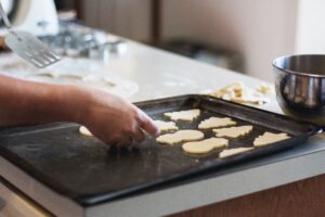 Cutout cookies on baking sheet