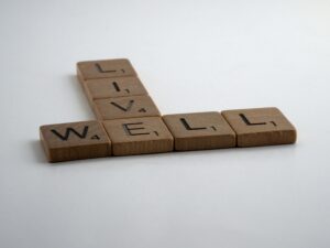 Scrabble tiles saying Live well