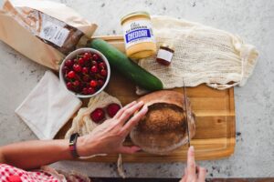 grocery items on cutting board