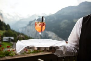 luxury drink on a tray being served